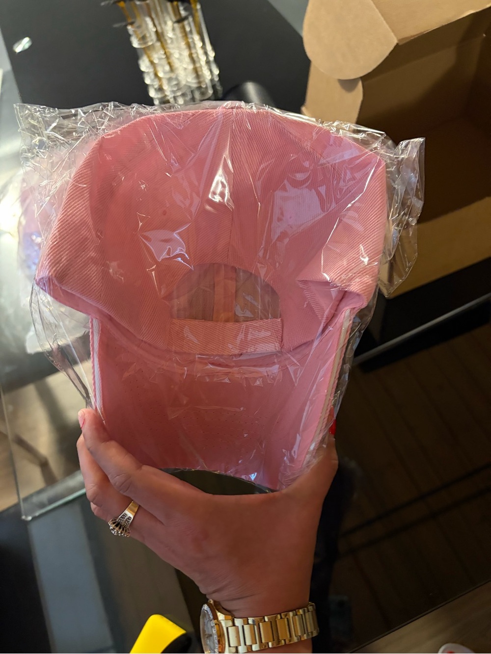 Pink chucky Baseball Cap with Fun Sticker Accent - Picture 4 of 4